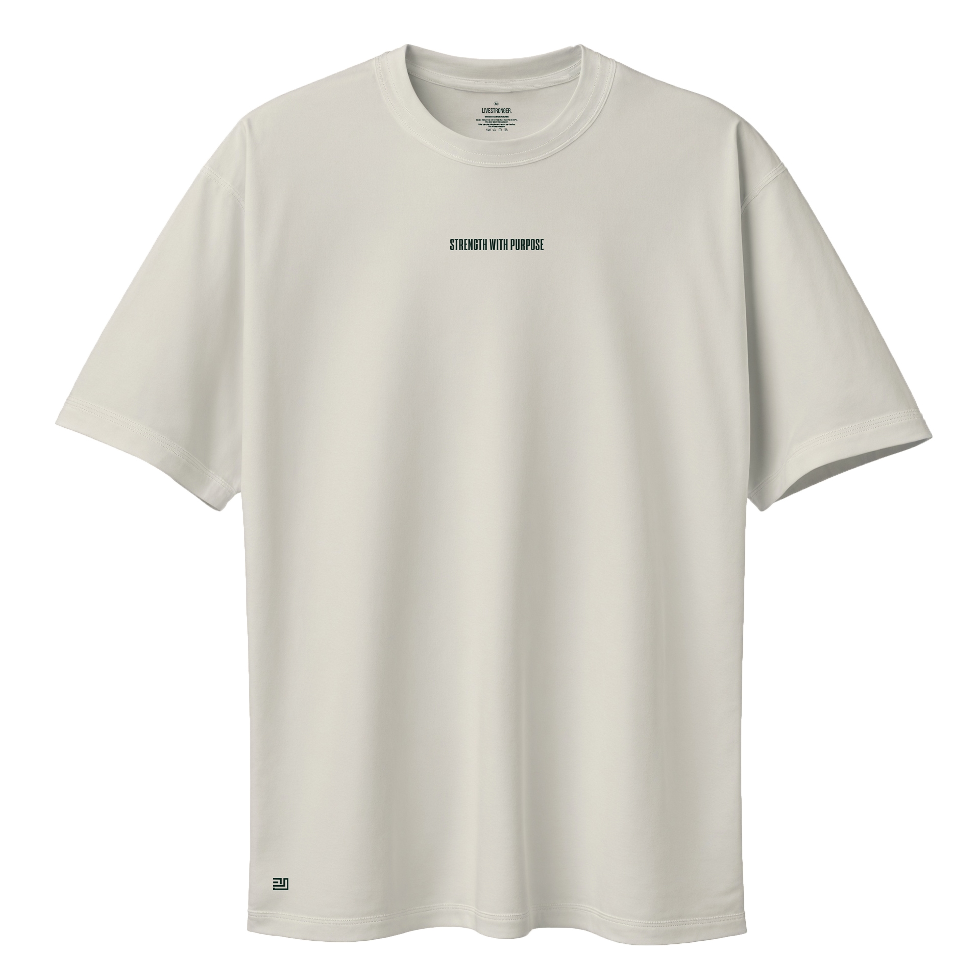 Camiseta Oversize Lead with strongth marfil 1.2jpg